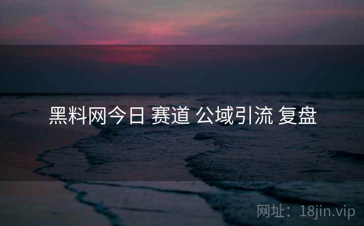 黑料网今日 赛道 公域引流 复盘
